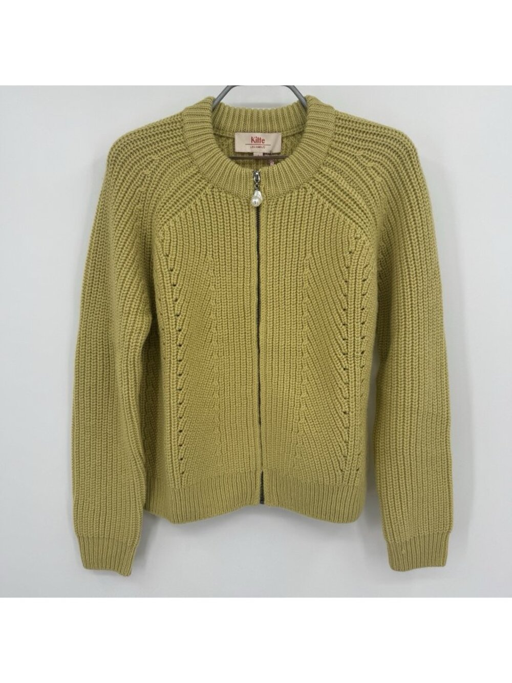 Kilte Collection Wool Avery Full Zip Cardigan Sweater in Golden Yellow 2 M $395